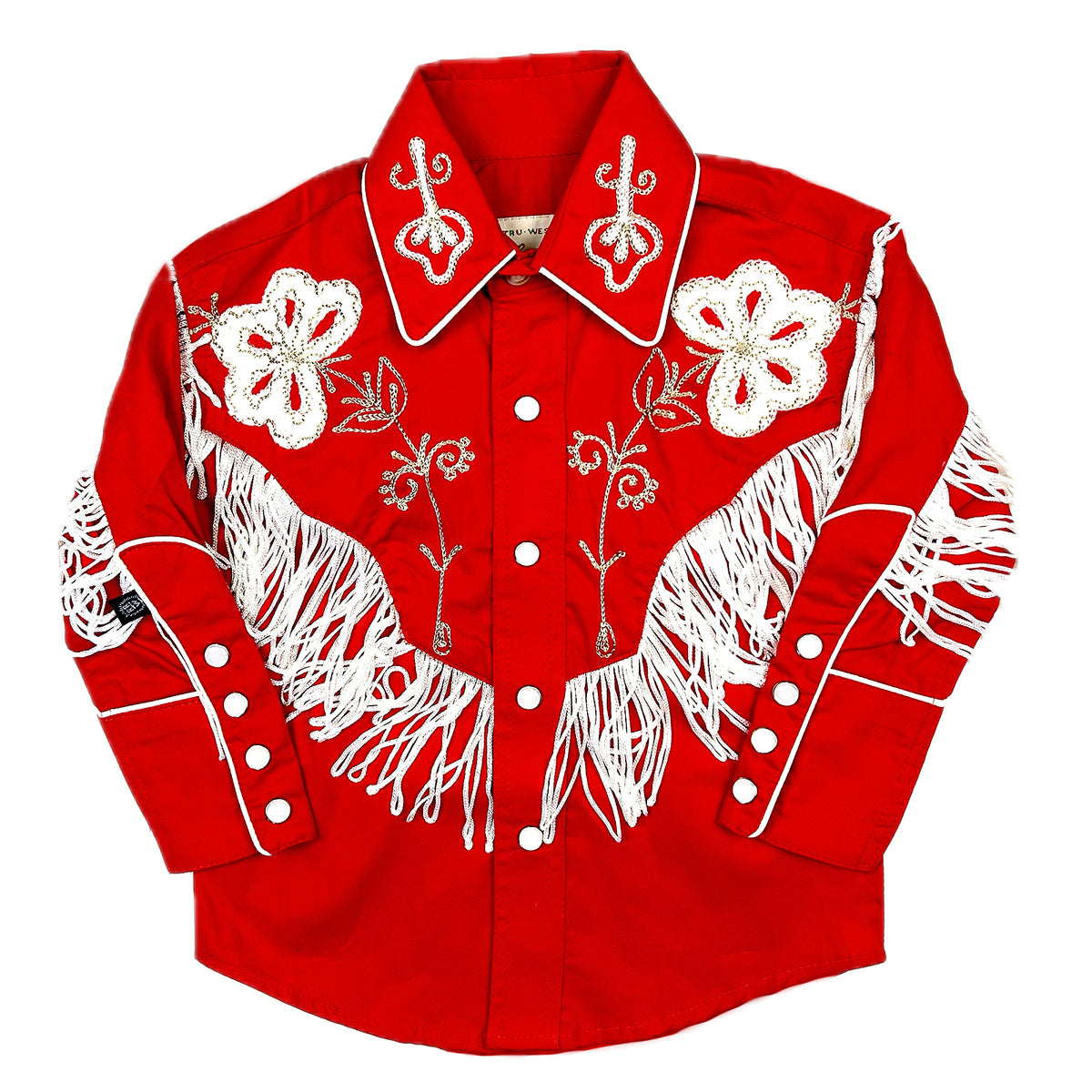 Kid's Vintage Red Embroidered Fringe Western Shirt - Rockmount