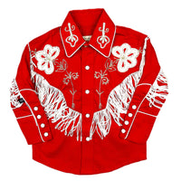 Kid's Vintage Red Embroidered Fringe Western Shirt - Rockmount