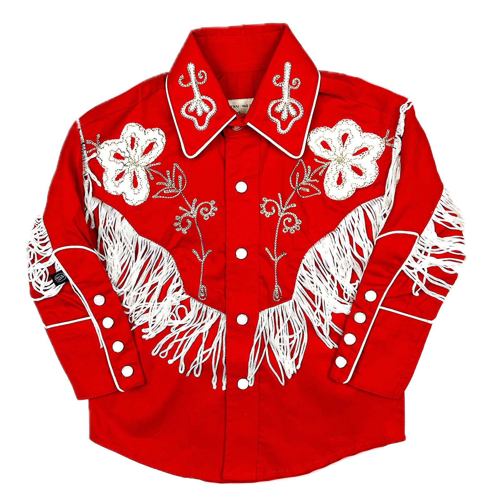 Kid's Vintage Red Embroidered Fringe Western Shirt - Rockmount