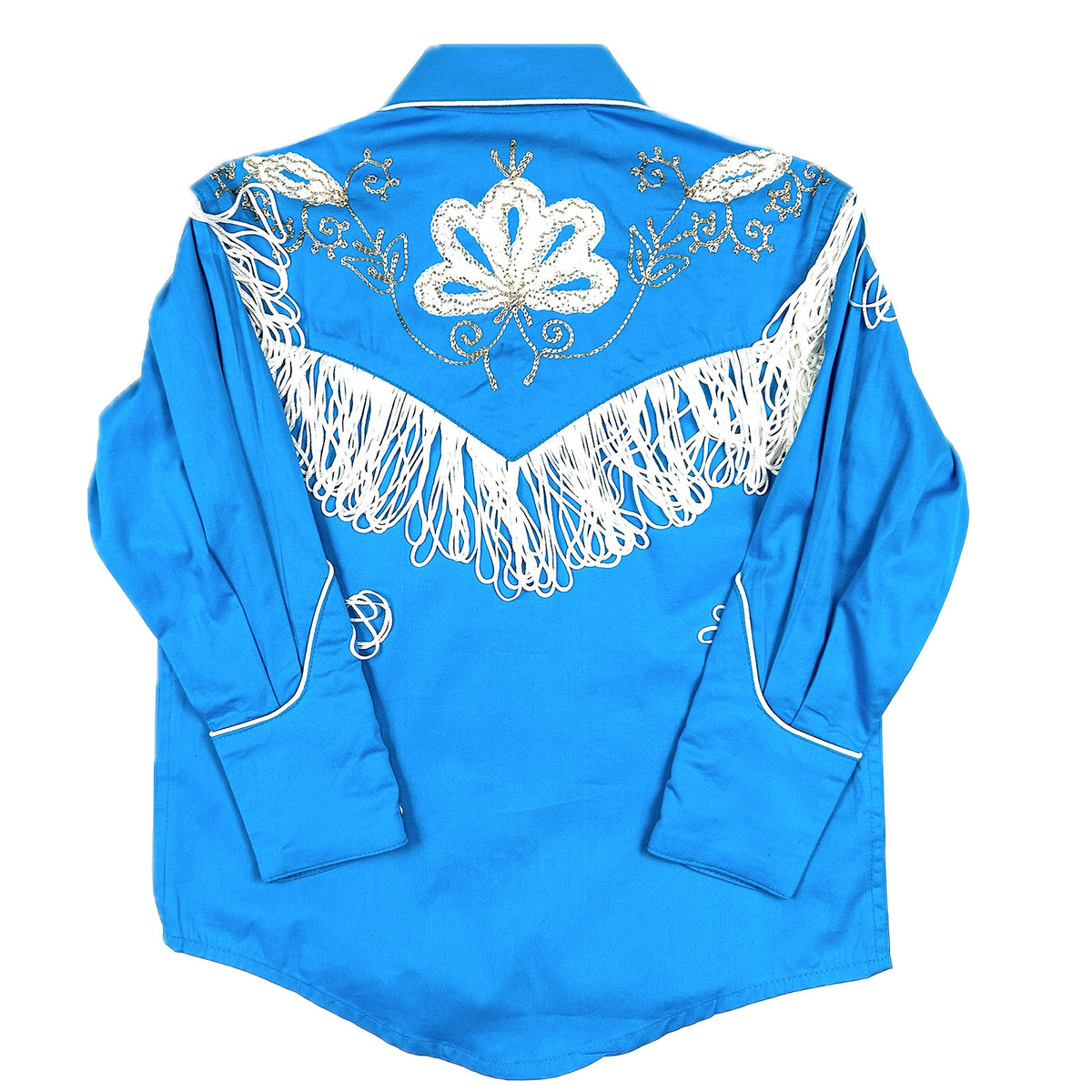 Kid's Vintage Turquoise Embroidered Fringe Western Shirt