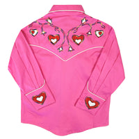 Kid's Pink Hearts & Floral Embroidered Western Shirt - Rockmount