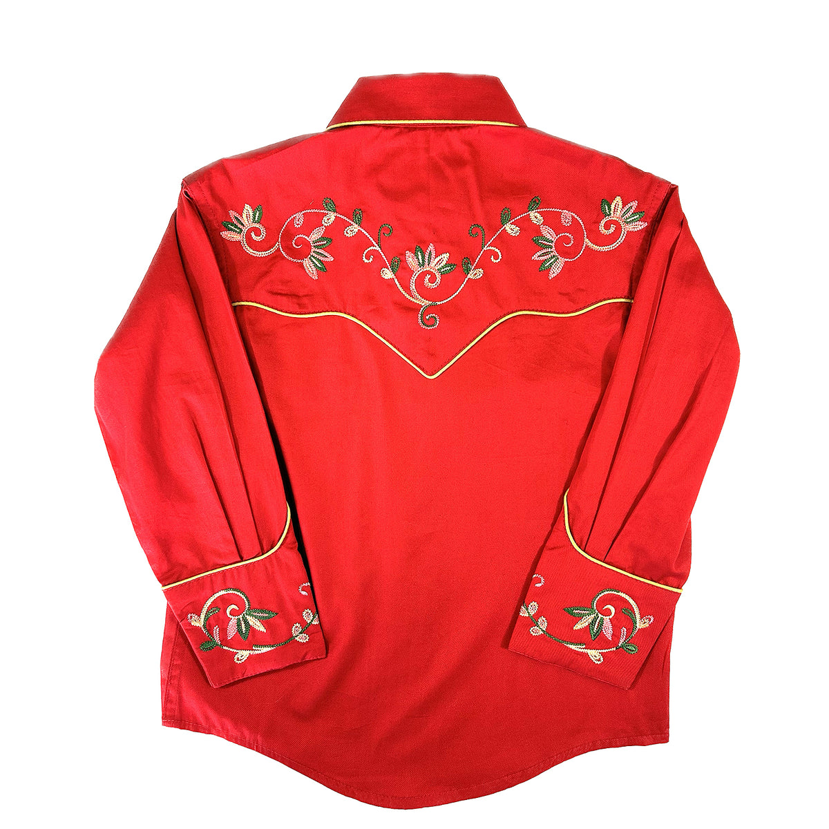 Kid's Red Vintage Variegated Floral Embroidery - Rockmount
