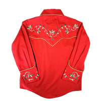 Kid's Red Vintage Variegated Floral Embroidery - Rockmount