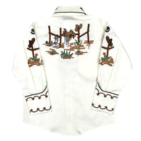 Kid's Ivory Cactus & Cowboy Boots Embroidered Western Shirt - Rockmount
