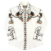 Kid's Ivory Cactus & Cowboy Boots Embroidered Western Shirt - Rockmount