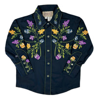 Kid's Vintage Navy Floral Crochet Embroidered Western Shirt - Rockmount