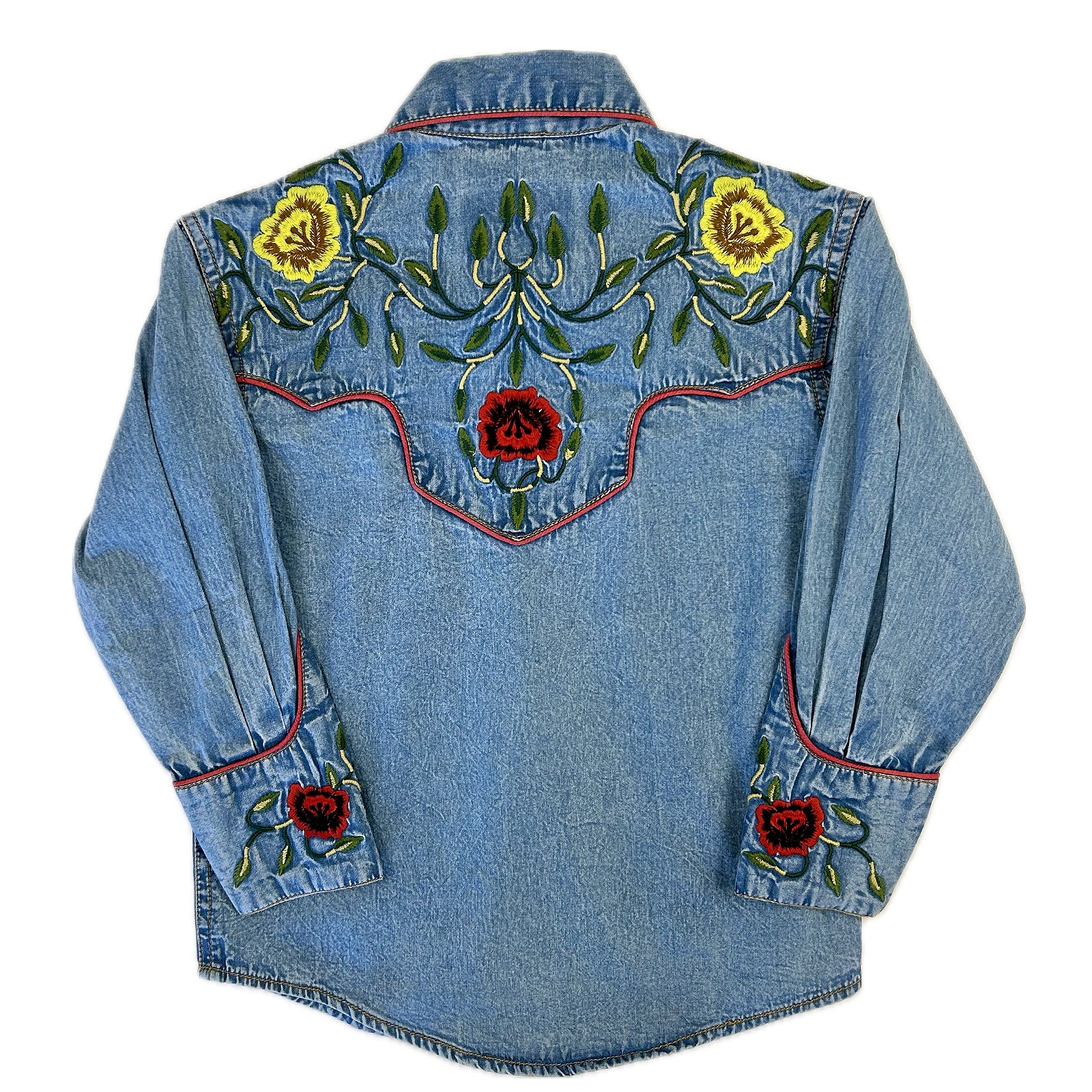 Kid's Vintage Denim Floral Embroidered Western Shirt - Rockmount