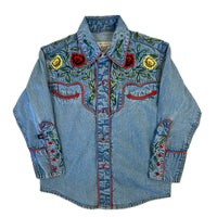 Kid's Vintage Denim Floral Embroidered Western Shirt - Rockmount