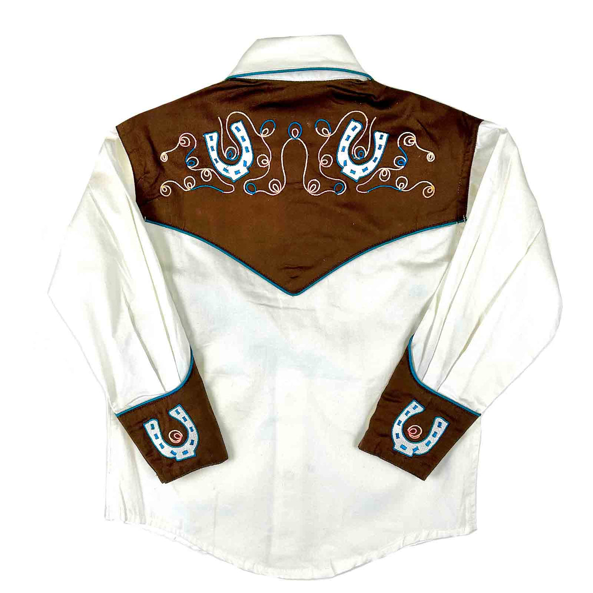 Kid's Vintage 2-Tone Floral Horseshoe Embroidered Western Shirt - Rockmount
