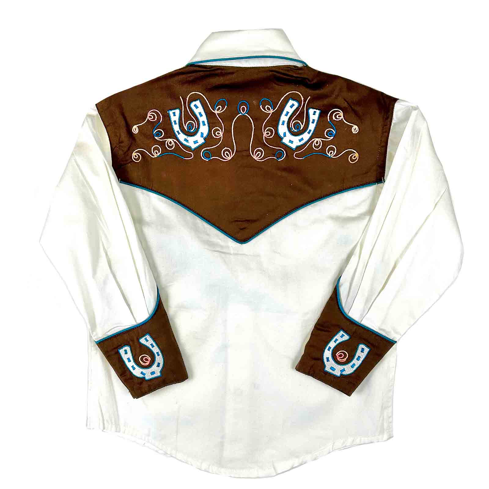 Kid's Vintage 2-Tone Floral Horseshoe Embroidered Western Shirt - Rockmount