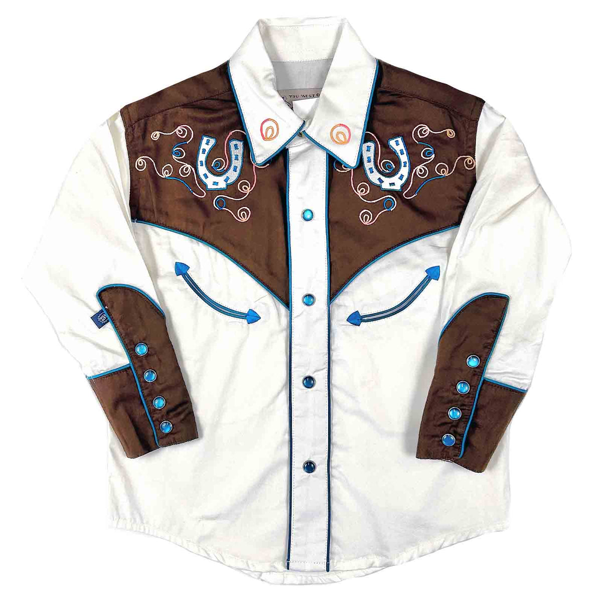 Kid's Vintage 2-Tone Floral Horseshoe Embroidered Western Shirt - Rockmount