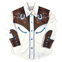 Kid's Vintage 2-Tone Floral Horseshoe Embroidered Western Shirt - Rockmount