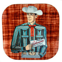 Vintage Cowboy Striped Blue Shirt Western Cork-Backed Coaster - Rockmount