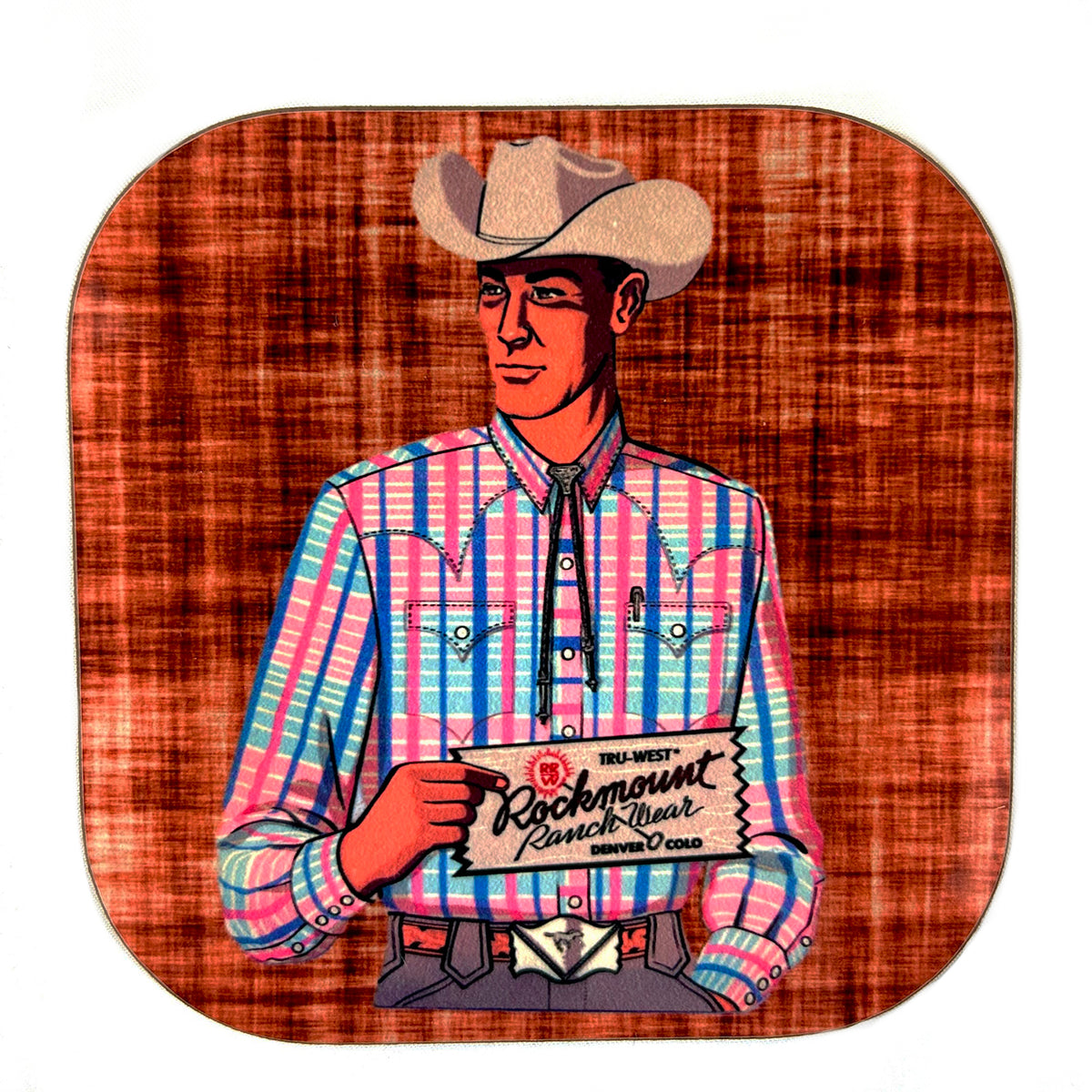 Vintage Cowboy Striped Pink Shirt Western Coaster - Rockmount