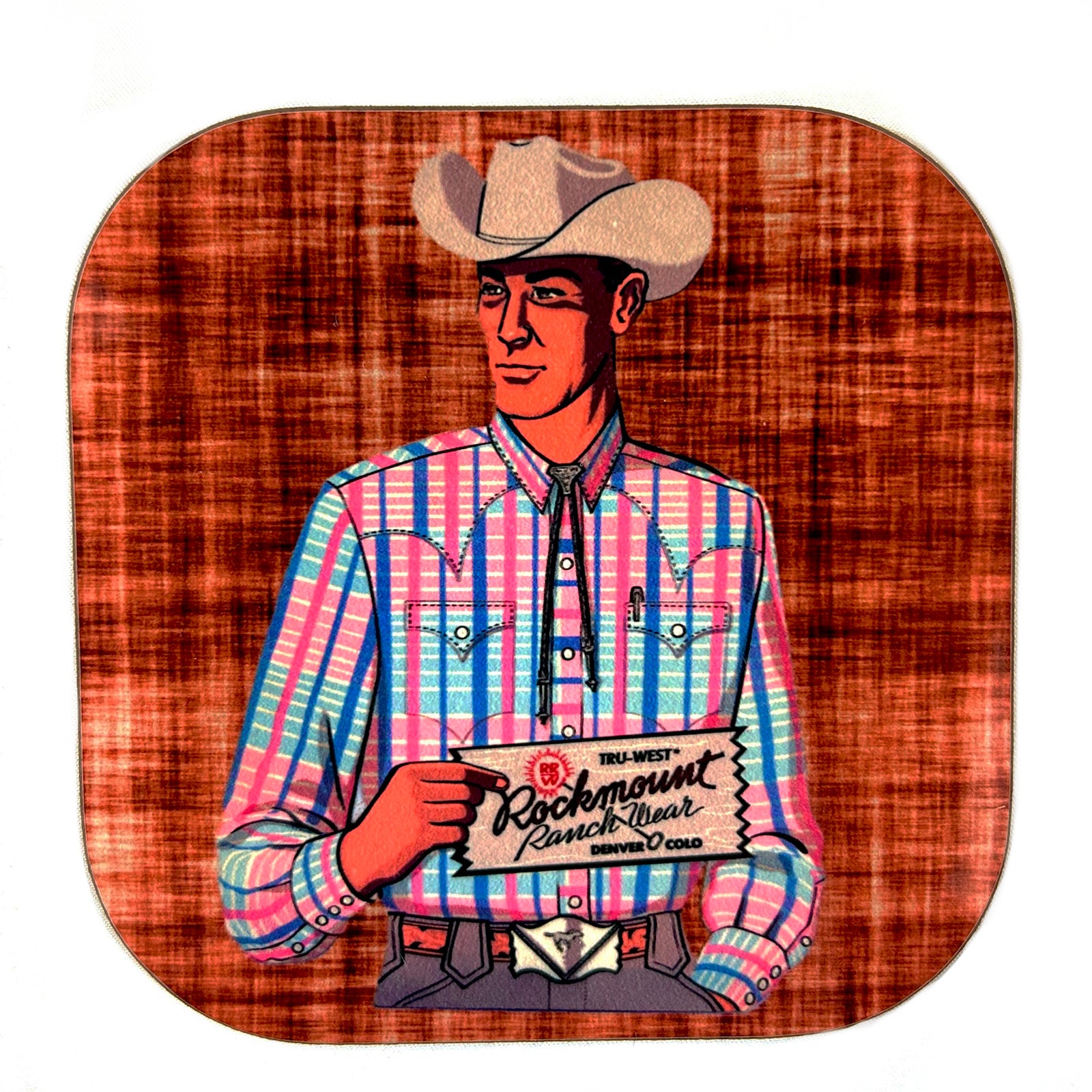 Vintage Cowboy Striped Pink Shirt Western Coaster - Rockmount