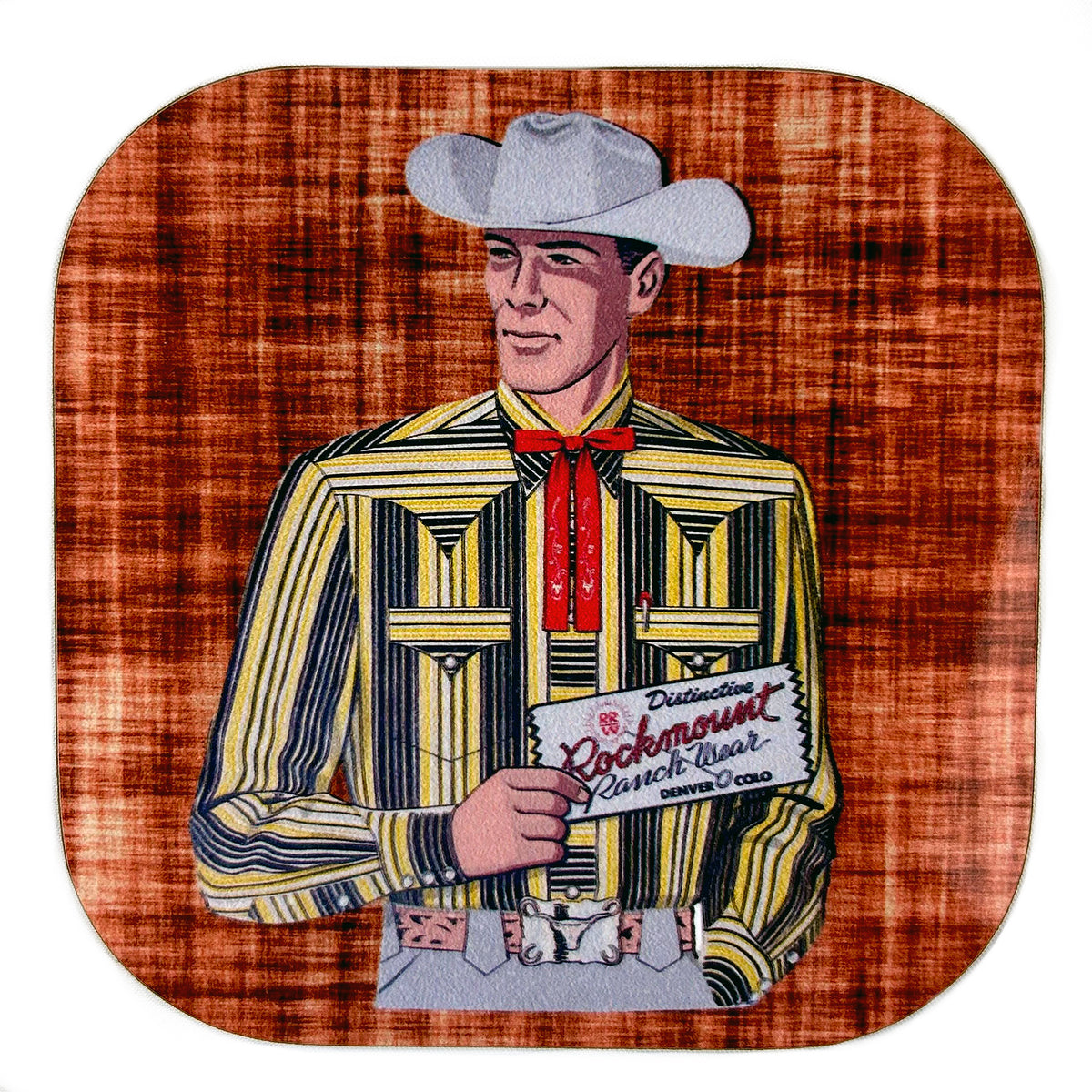 Vintage Cowboy Striped Yellow Shirt Western Coaster - Rockmount