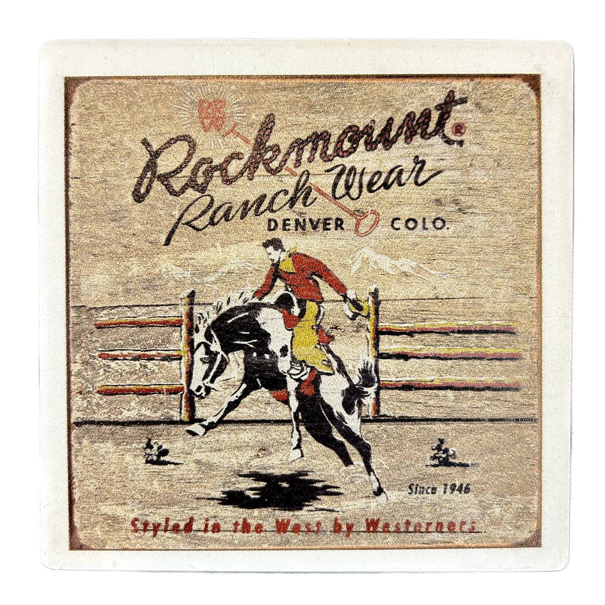 Rockmount Bronc Western Ceramic Cork Back Coaster - Rockmount