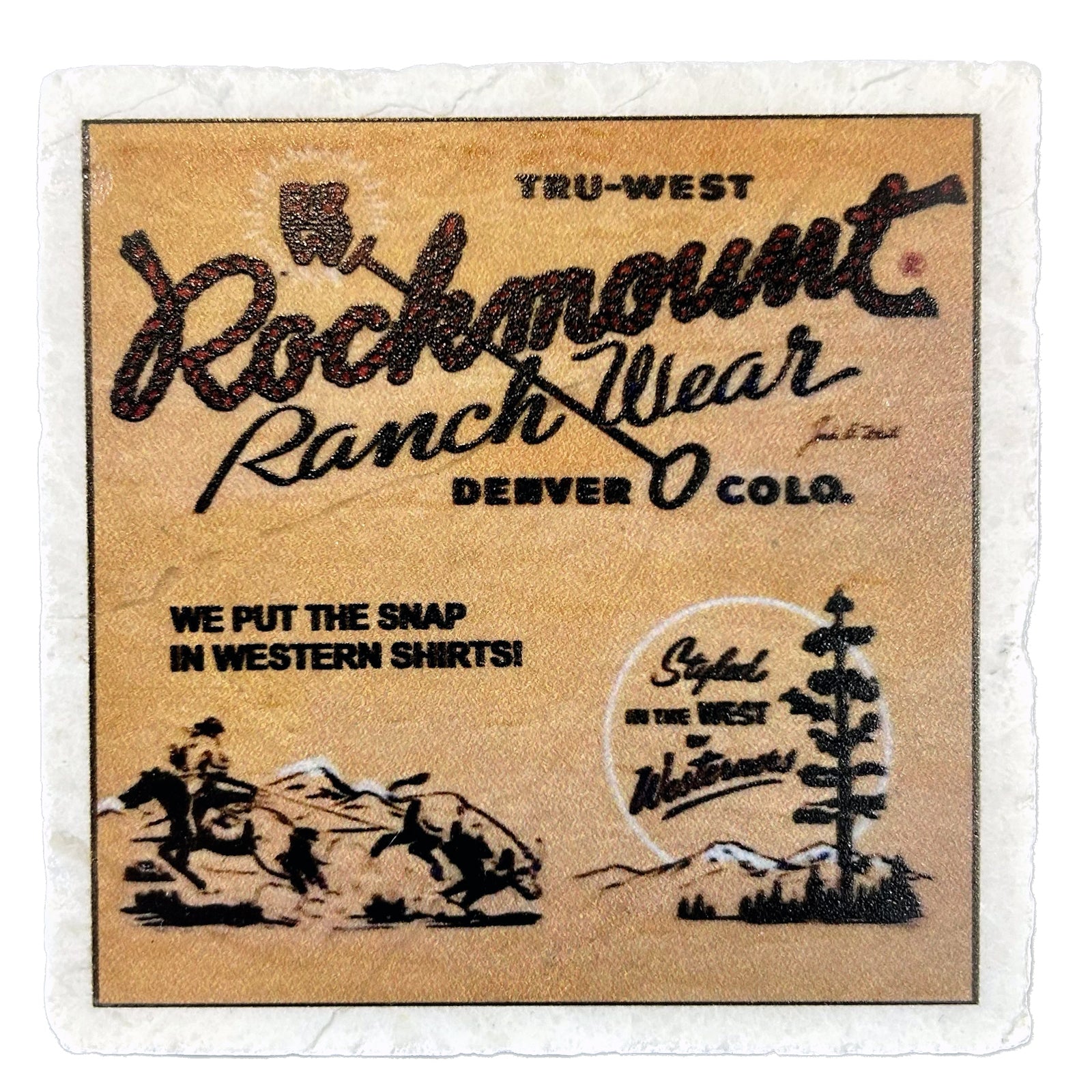 Cowboy Calf Roper Western Marble Coaster - Rockmount