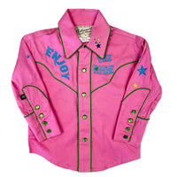 Kid's Pink Bronc Enjoy the Ride Embroidered Western Shirt - Rockmount
