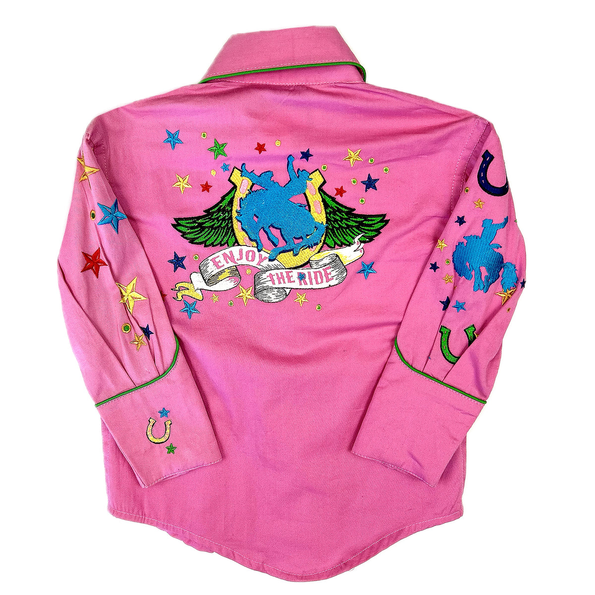 Kid's Pink Bronc Enjoy the Ride Embroidered Western Shirt - Rockmount