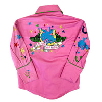 Kid's Pink Bronc Enjoy the Ride Embroidered Western Shirt - Rockmount