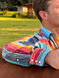 Men's Vintage Serape Stripe Western Shirt