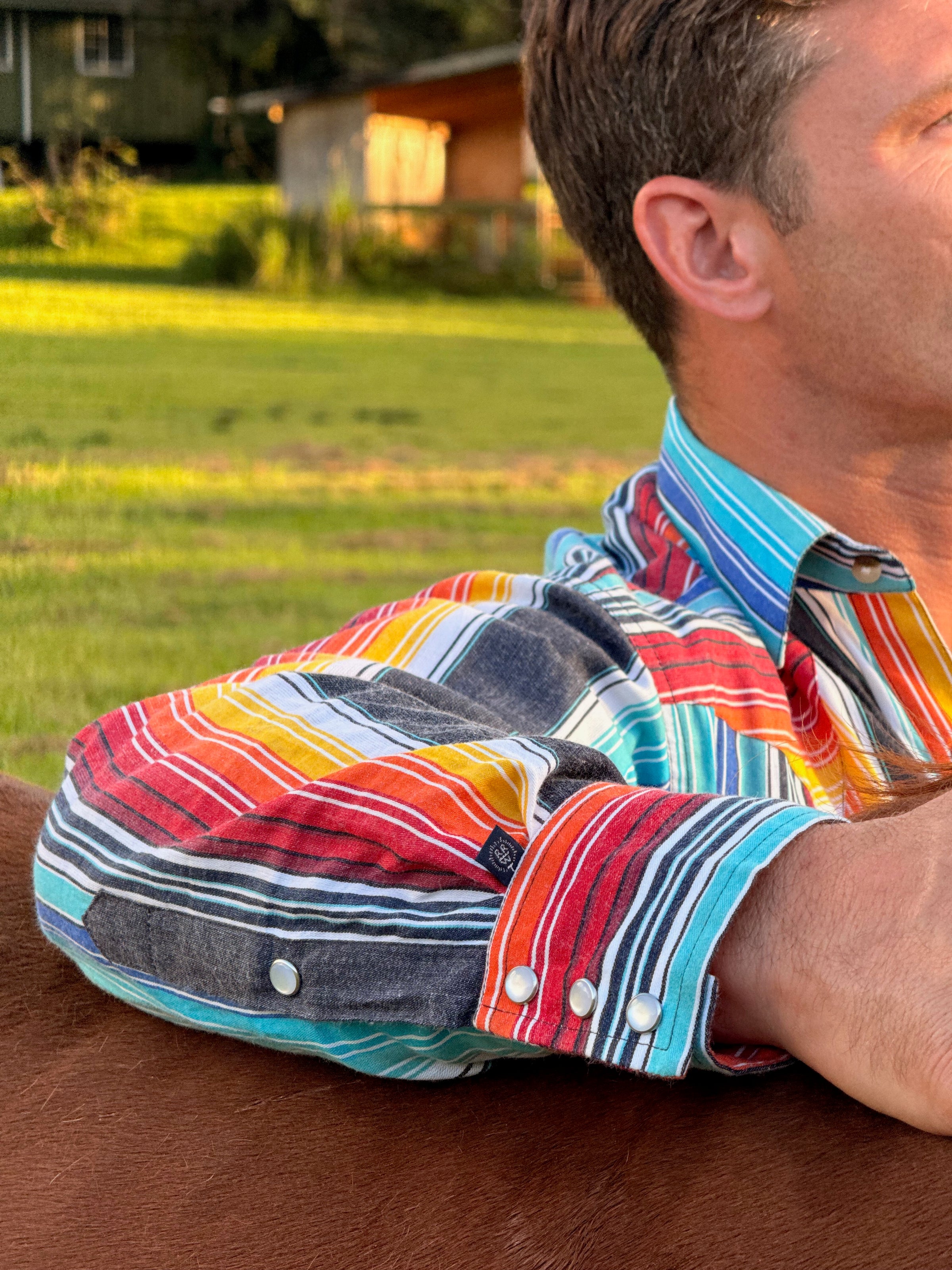 Men's Vintage Serape Stripe Western Shirt