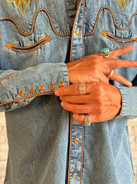 Men's Denim Boot Bug Embroidered Western Shirt
