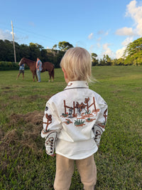 Kid's Ivory Cactus & Cowboy Boots Embroidered Western Shirt