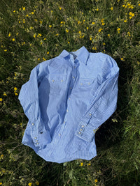 Men's Fine Blue Stripe Western Shirt