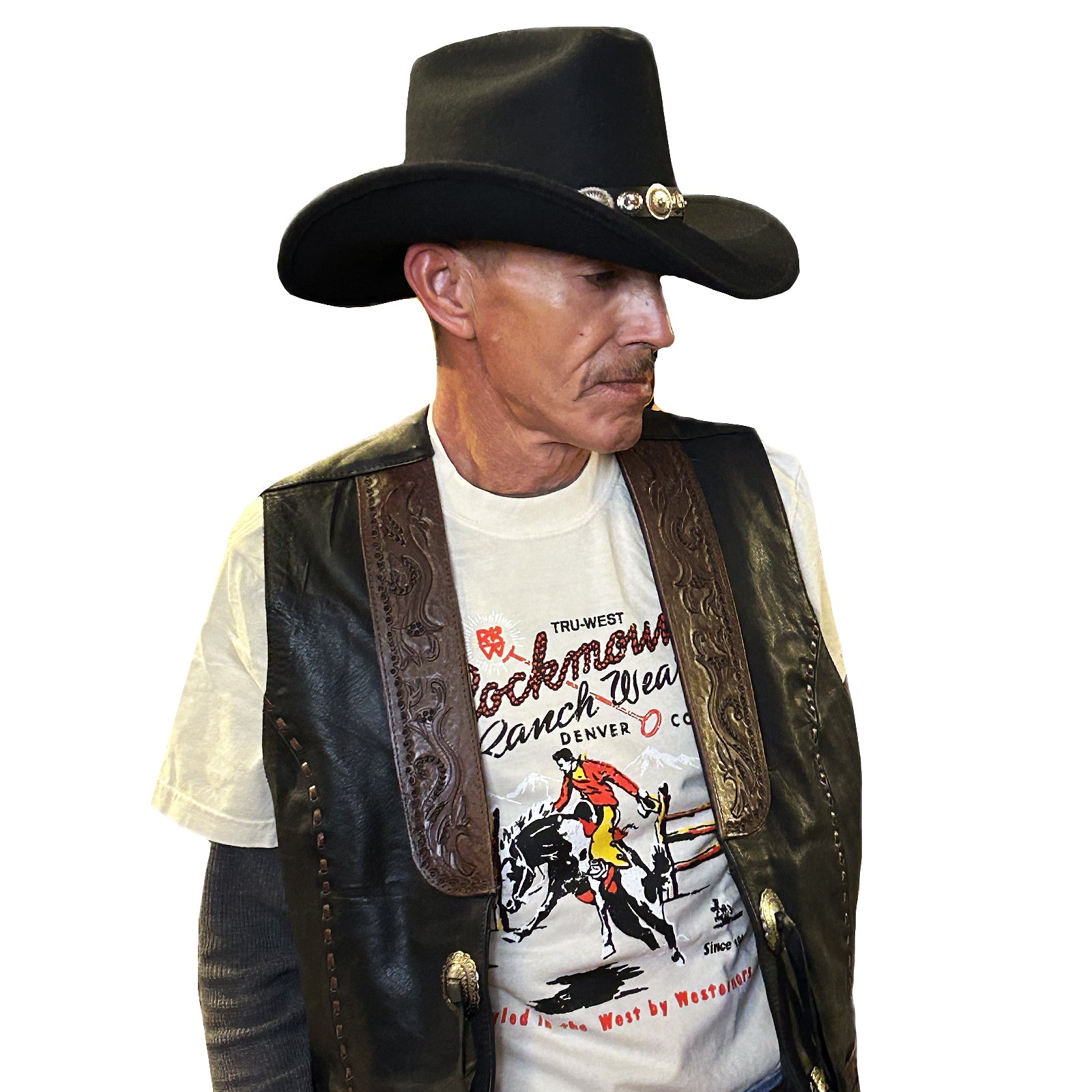 Men's Rockmount Bronc 100% Cotton White Western T-Shirt - Rockmount