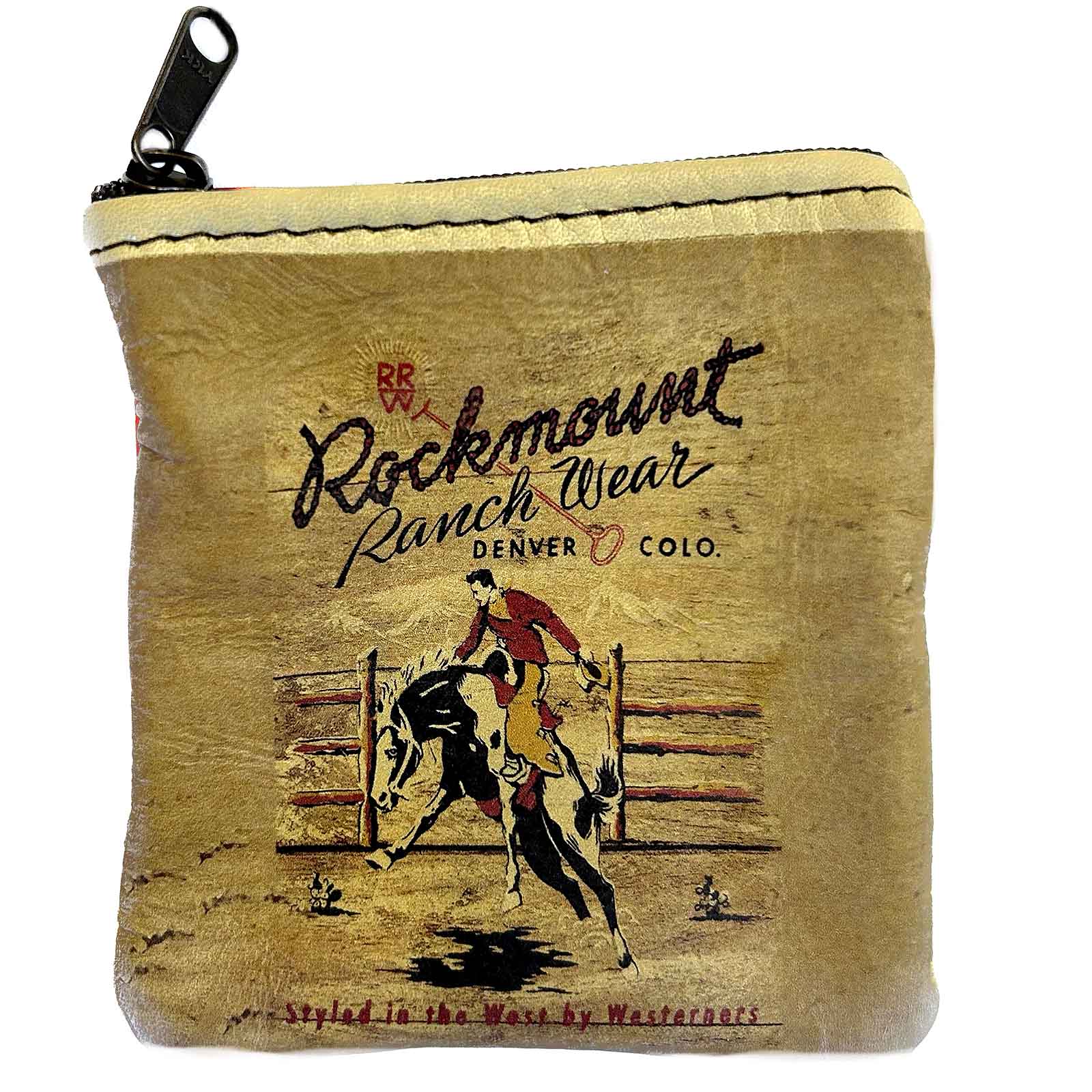 Rockmount Bronc Leather Western Coin Purse with Red Back - Rockmount