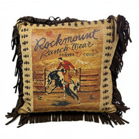Rockmount Vintage Bronc Leather Fringe Western Pillow