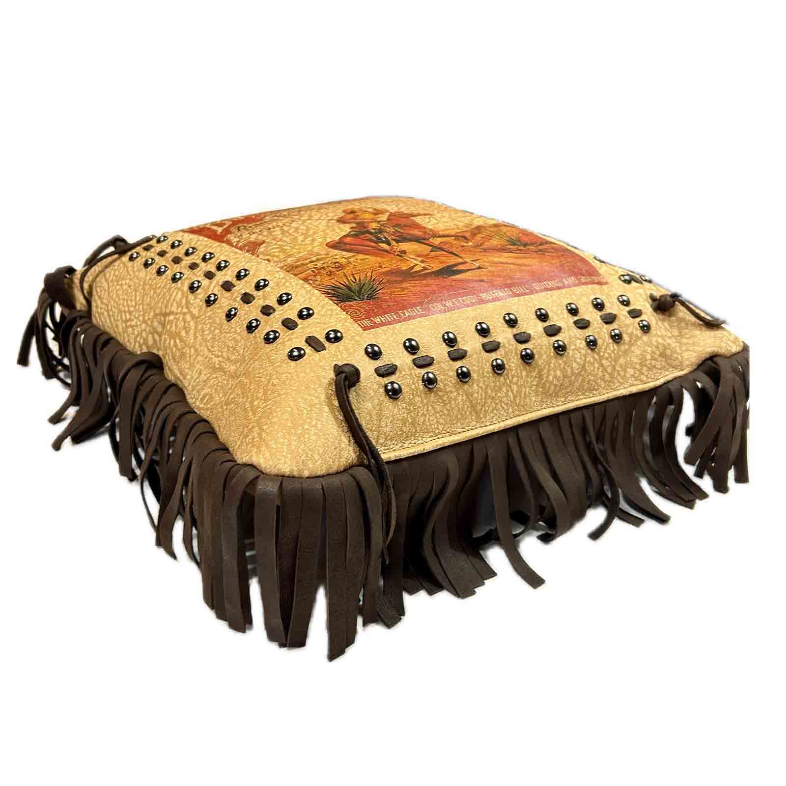 Rockmount Vintage Buffalo Bill Leather Fringe Western Pillow - Rockmount