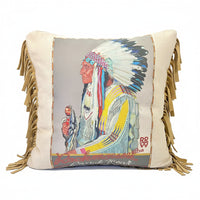 Rockmount Vintage Chief Leather Fringe Western Pillow