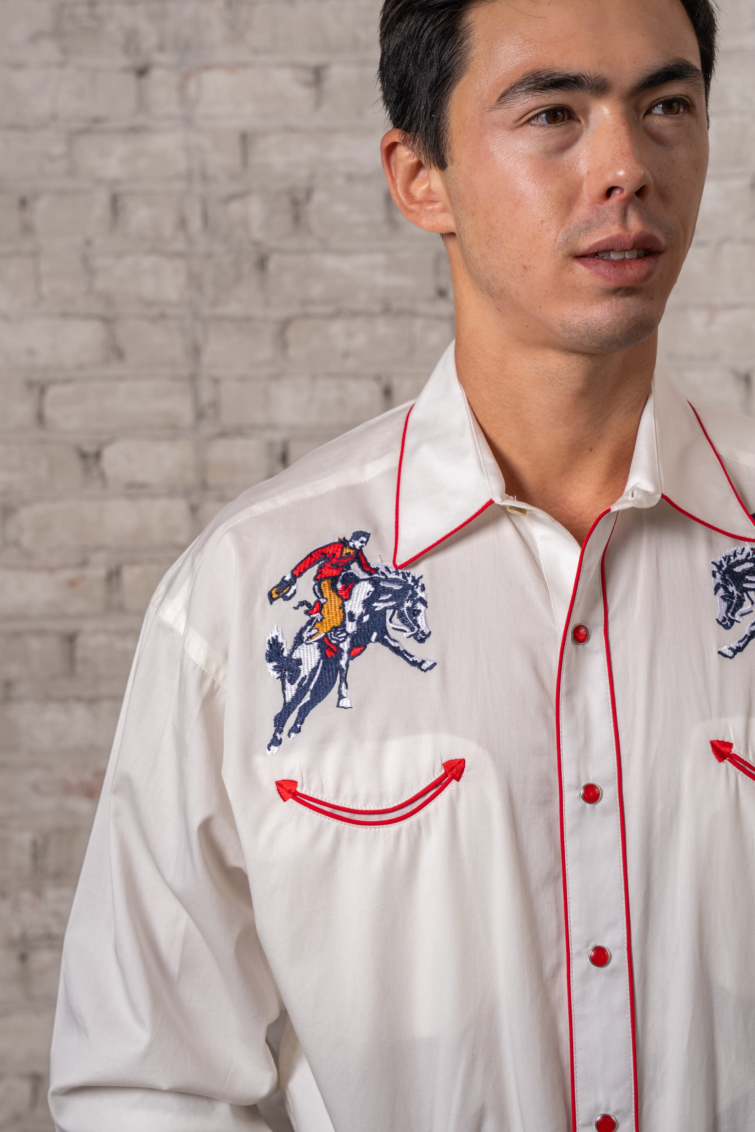 Men’s Rockmount Vintage Ivory Bronc Embroidered Western Shirt