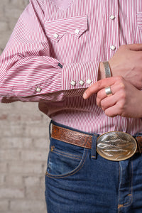 Men's Fine Burgundy Stripe Western Shirt