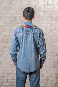 Men’s American Bison Denim Embroidered Western Shirt