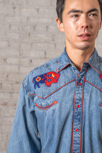Men’s American Bison Denim Embroidered Western Shirt