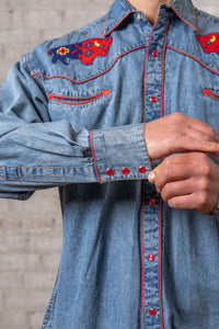Men’s American Bison Denim Embroidered Western Shirt