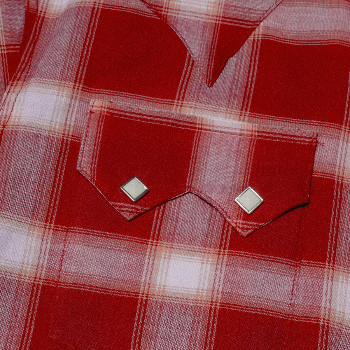 Men's Red & White Shadow Plaid Short Sleeve Western Shirt