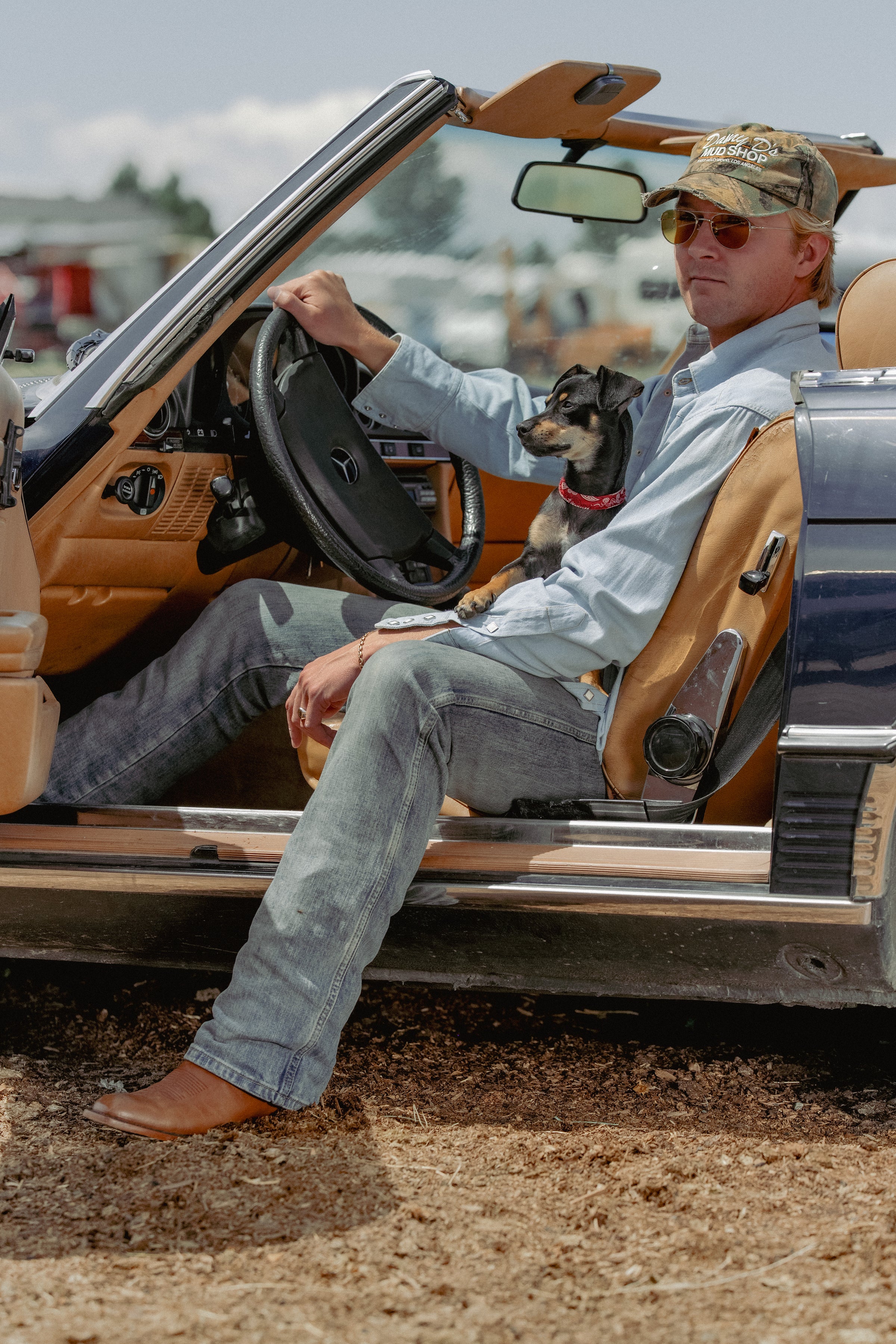 Men's Stonewashed Denim Sawtooth Western Shirt in Sky Blue