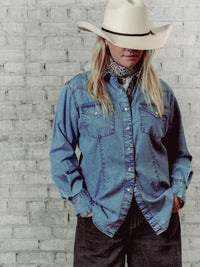 Women's Stonewashed Denim Classic Western Shirt
