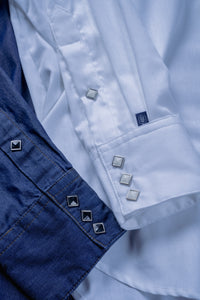 Men's White Pima Cotton Herringbone Western Shirt