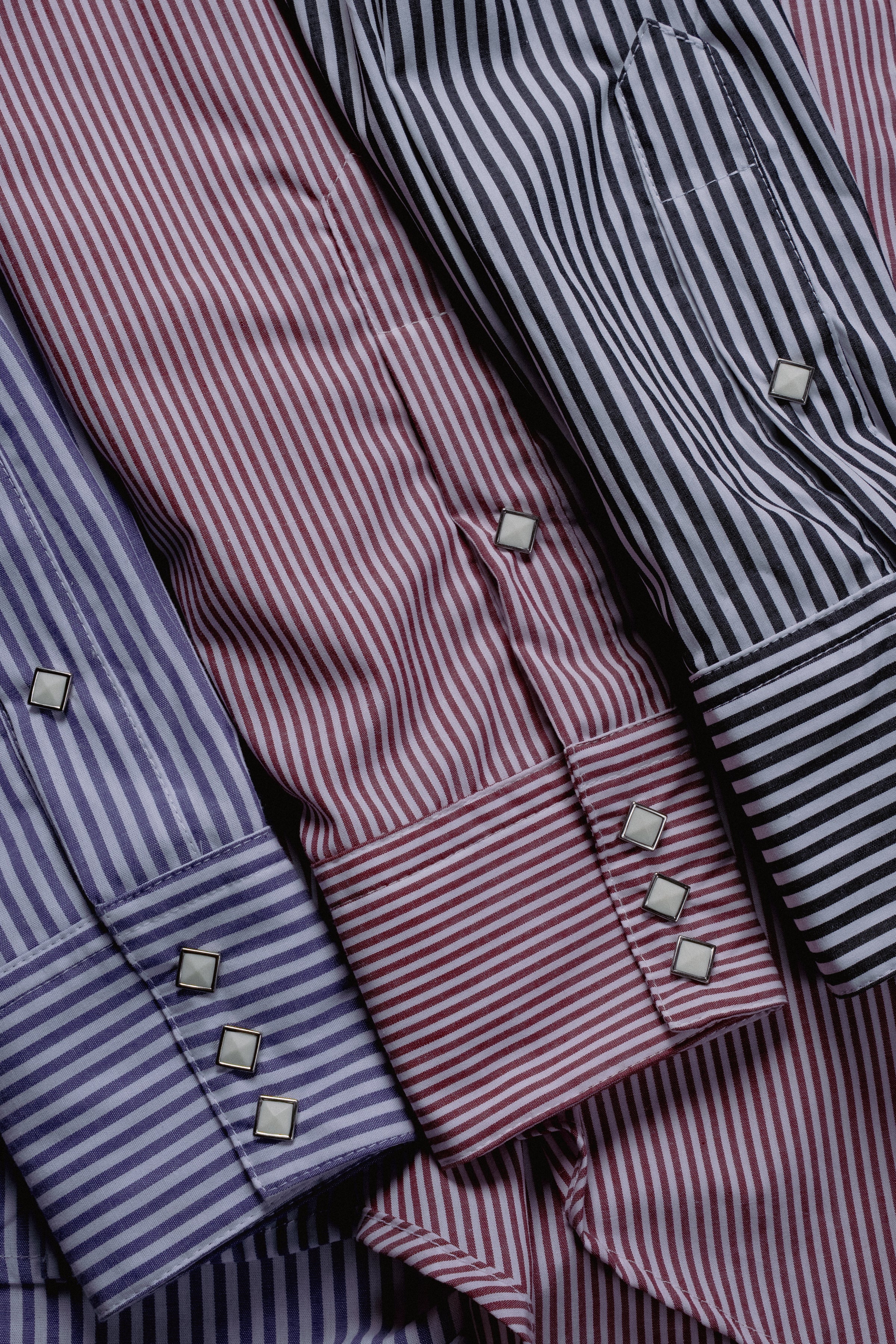 Men's Fine Burgundy Stripe Western Shirt