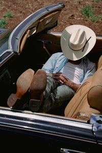 Men's Stonewashed Denim Sawtooth Western Shirt in Sky Blue