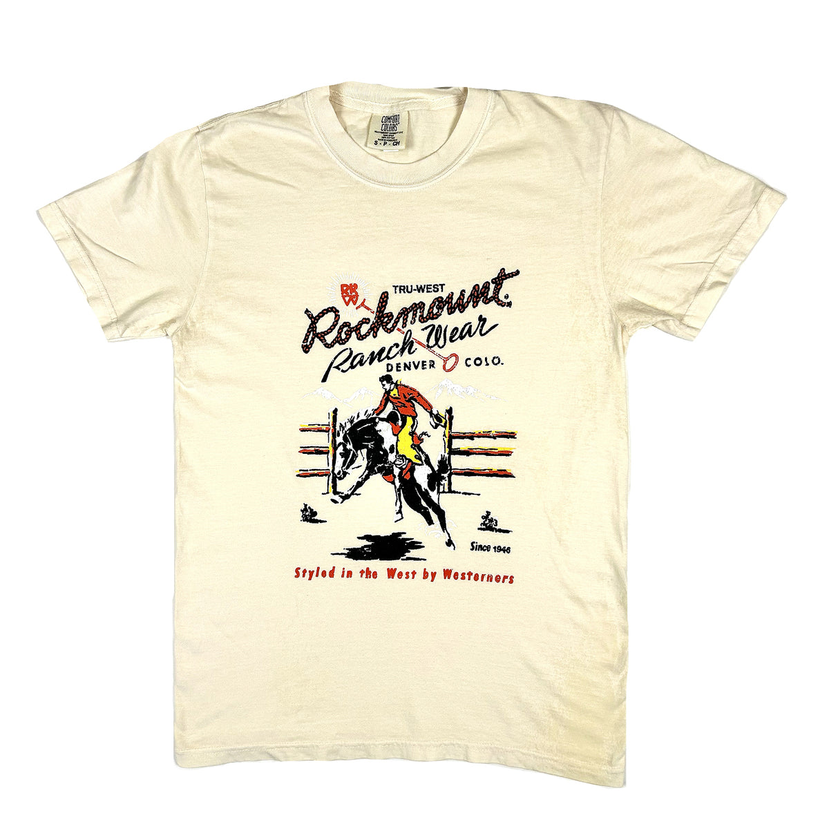 Men's Cream Rockmount Bronc 100% Cotton Western T-Shirt - Rockmount
