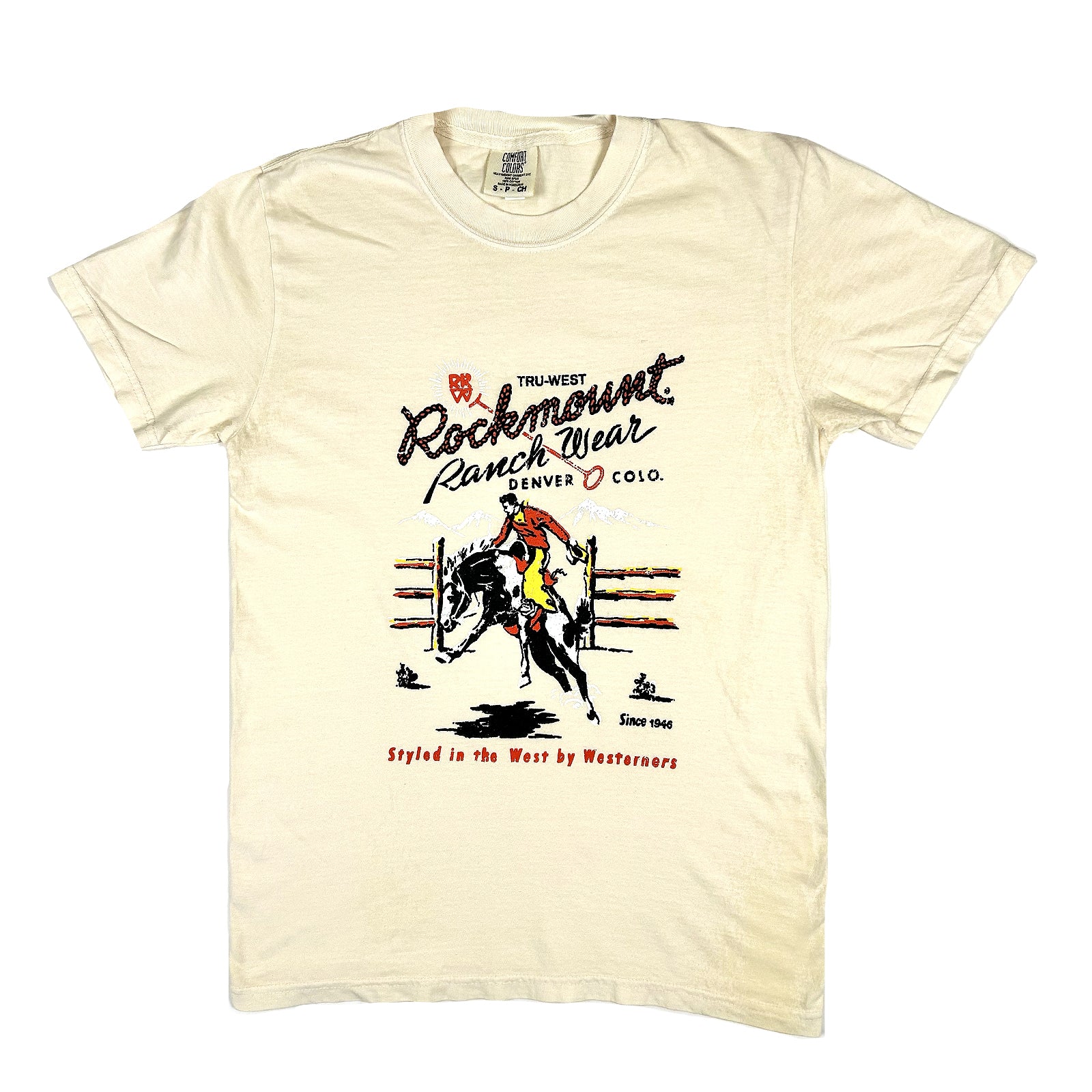 Men's Cream Rockmount Bronc 100% Cotton Western T-Shirt - Rockmount