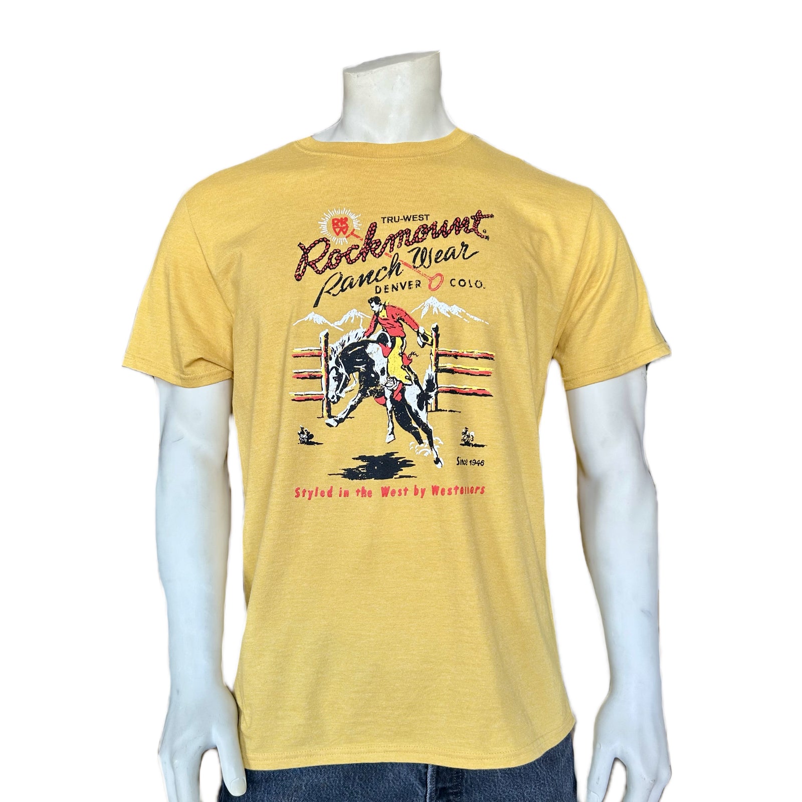 Men's Rockmount Bronc 100% Cotton Mustard Western T-Shirt - Rockmount