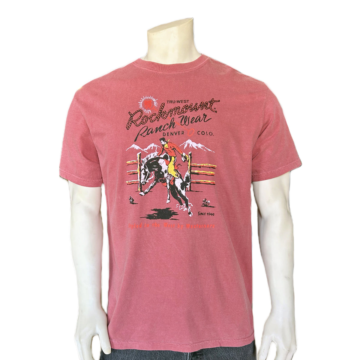 Men's Rockmount Bronc 100% Cotton Red Western T-Shirt - Rockmount